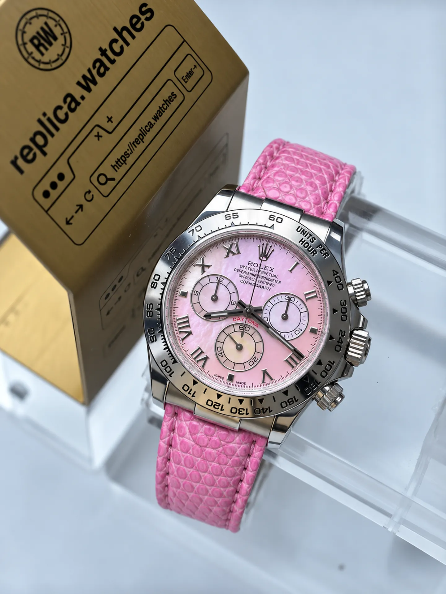 Replica Rolex Daytona M116519-0109 Pink Mother of Pearl Dial 40mm White Gold Watch