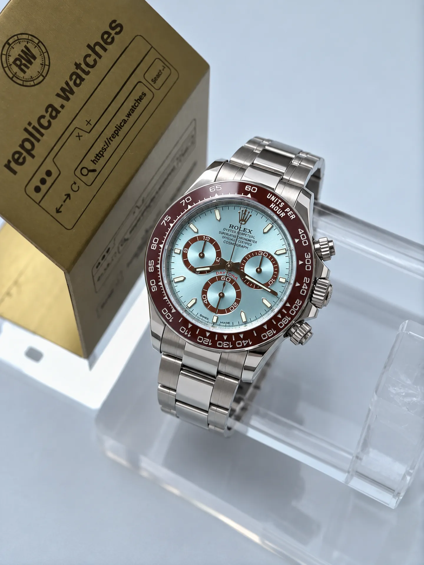 Replica Rolex Daytona M126506-0001 Ice Blue Dial 40mm Platinum 4131 Free Sprung Watch