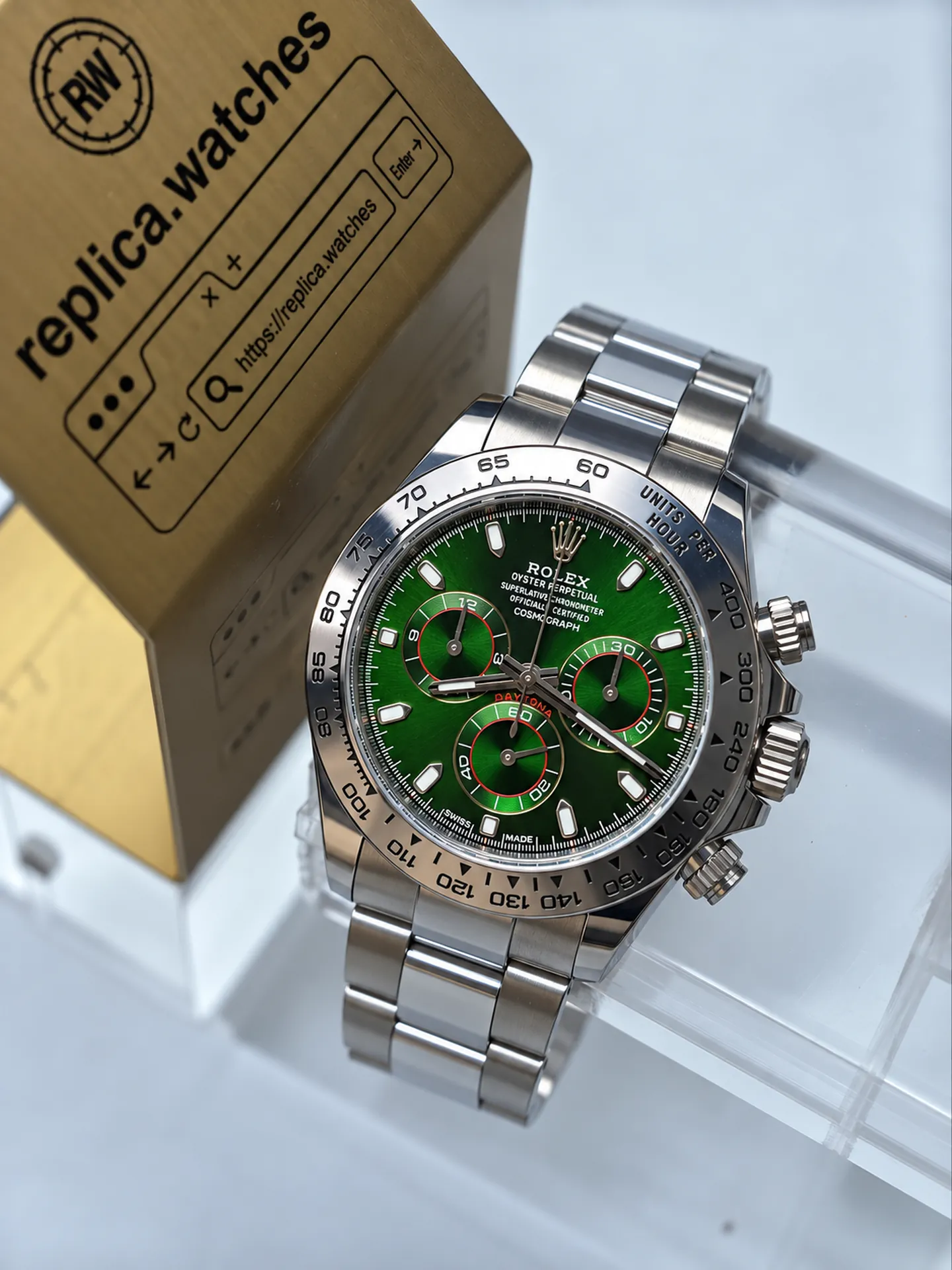 Replica Rolex Daytona M126509 Custom Green Dial 40mm Gold Plated Steel 4131 Watch