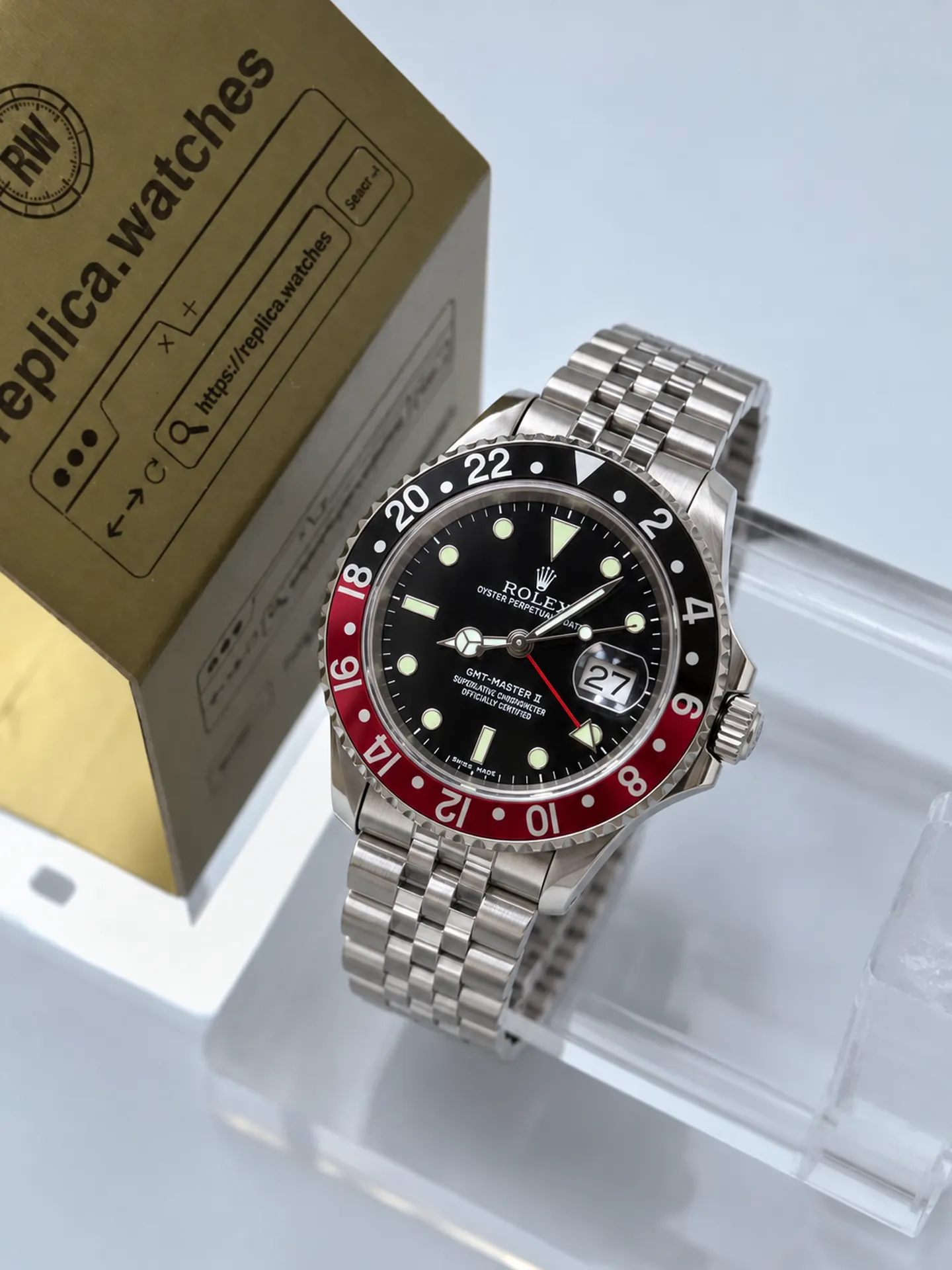 Replica Rolex GMT-Master II 16710 Coke Bezel Black Dial 40mm Jubilee 3185 Watch