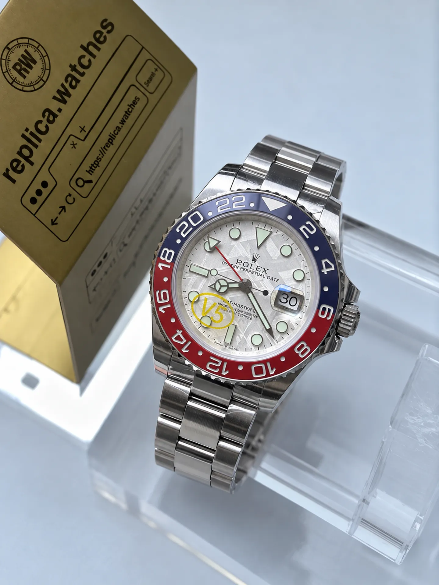 Replica Rolex GMT-Master II M126719BLRO-0002 Meteorite Dial 40mm White Gold 3285 Free Sprung Watch