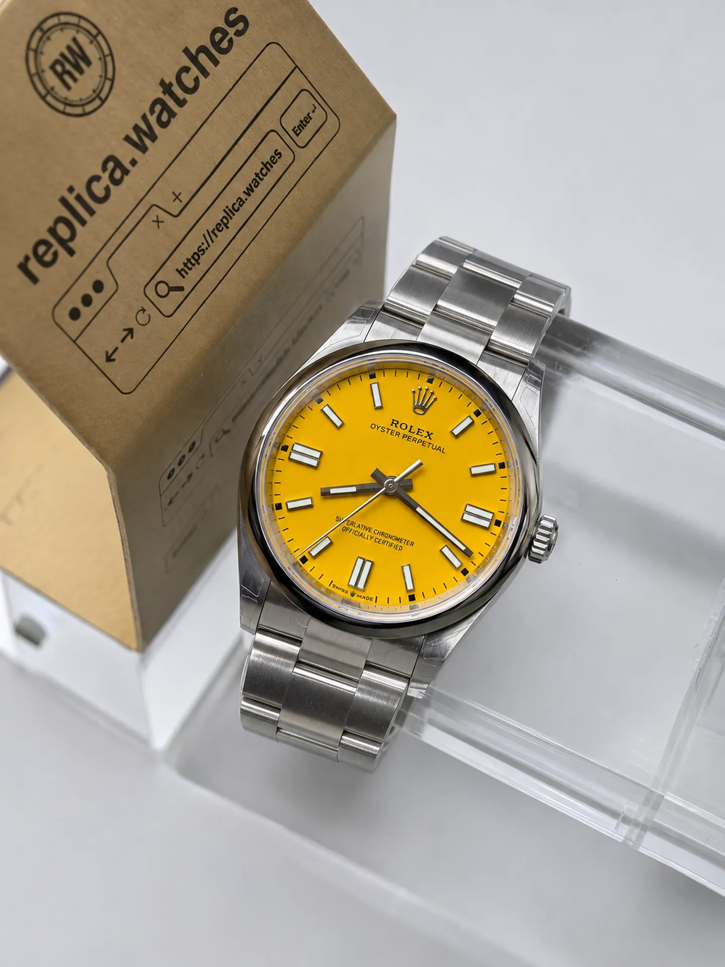 Replica Rolex Oyster Perpetual M126000-0004 Yellow Dial 36mm Steel 3230 Watch