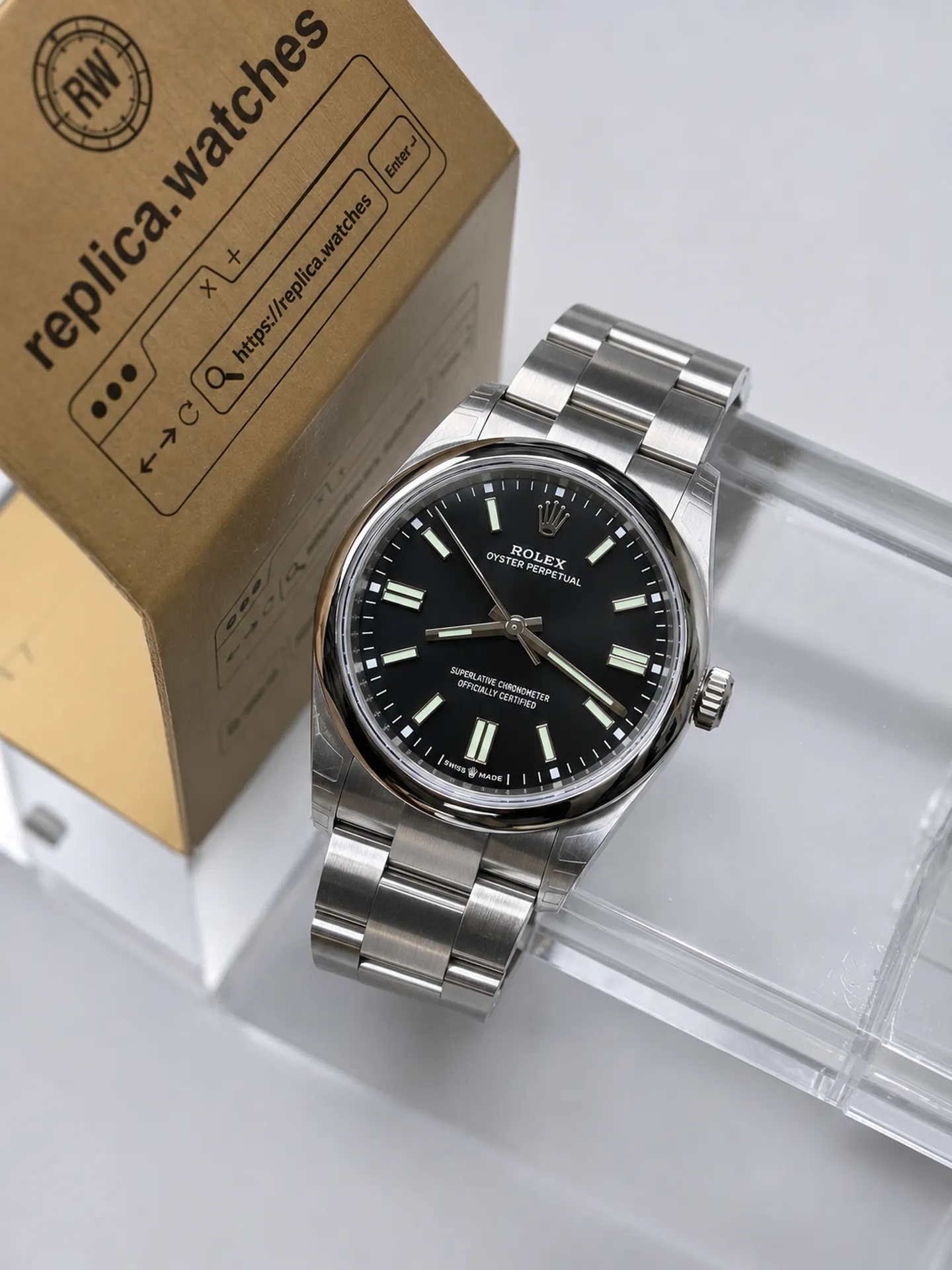 Replica Rolex Oyster Perpetual M126000-0014 Black Dial 36mm Steel 3230 Watch