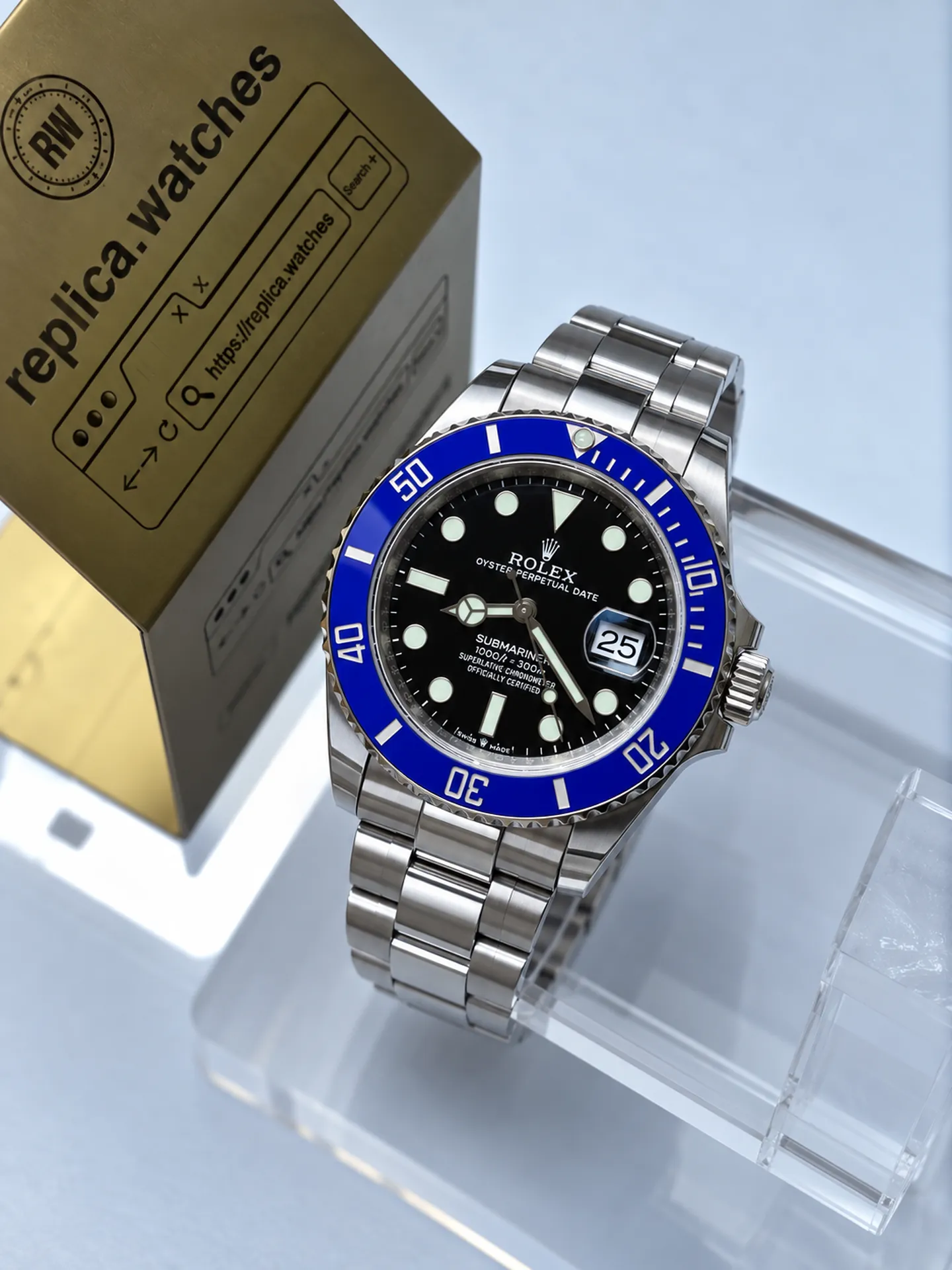 Replica Rolex Submariner M126619LB-0003 Cookie Monster Black Dial 41mm White Gold 3235 Weighted Watch