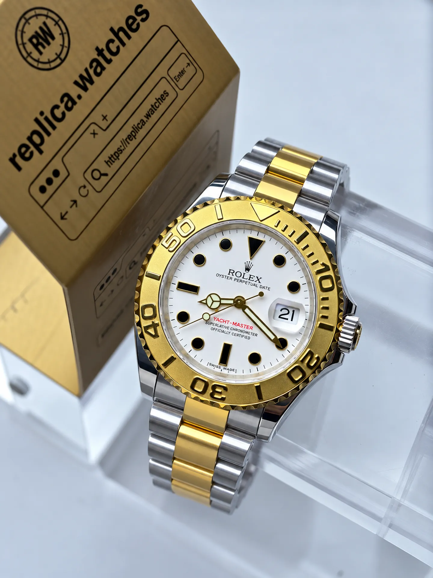 Replica Rolex Yacht-Master 16623-78763 White Dial 40mm Steel Gold 3135 Vintage Watch