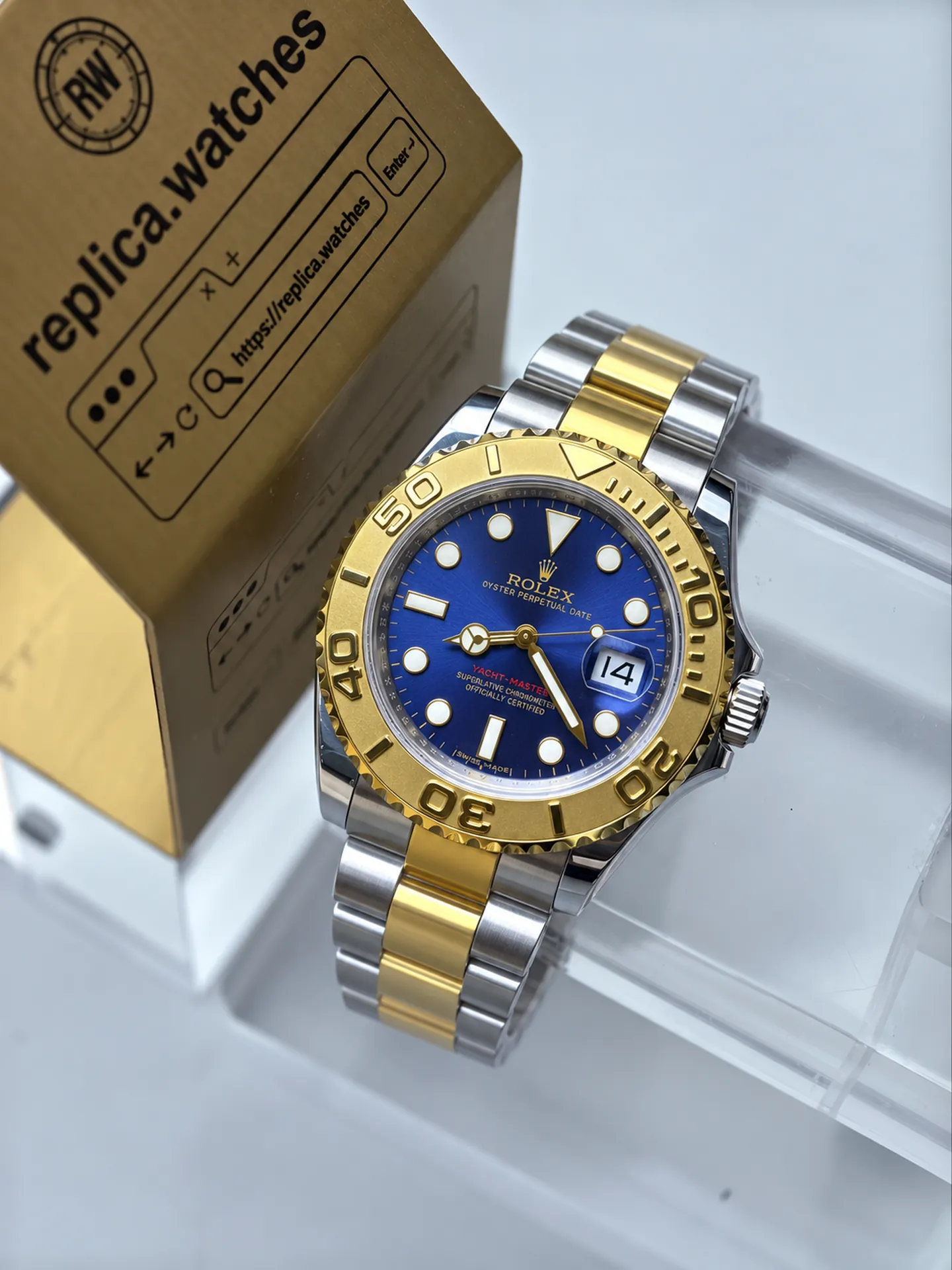 Replica Rolex Yacht-Master 16623 Blue Dial 40mm Steel Gold 3135 Vintage Watch