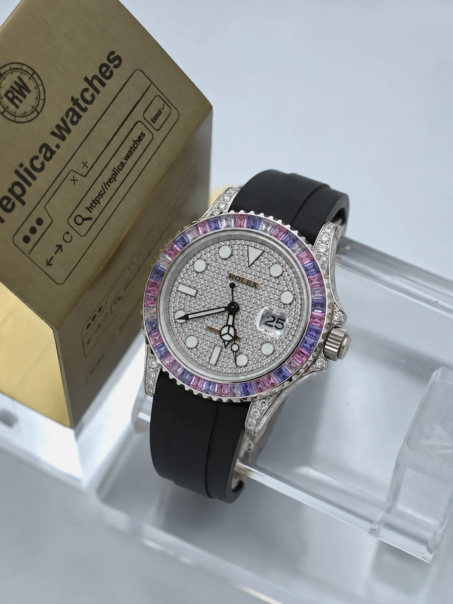 Replica Rolex Yacht-Master 126679SABR Rainbow Sapphire Diamond Dial 40mm Watch