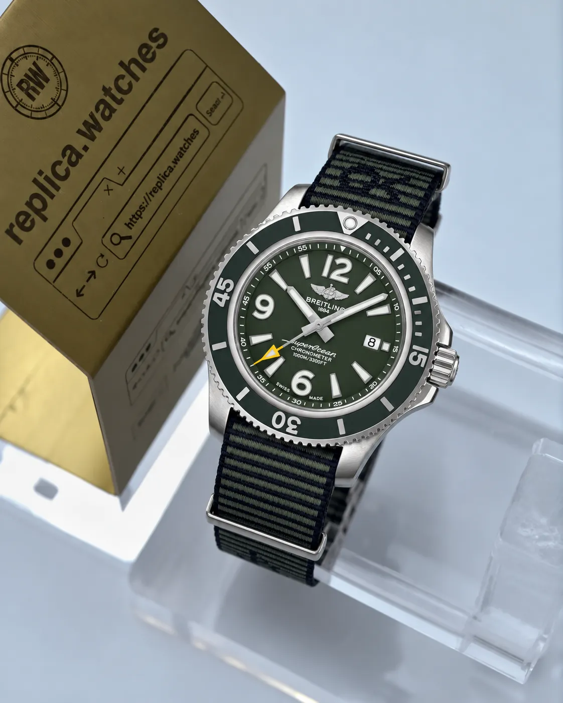 Breitling Superocean A17367A11L1W1 44mm Automatic Military Green Dial Replica Watch
