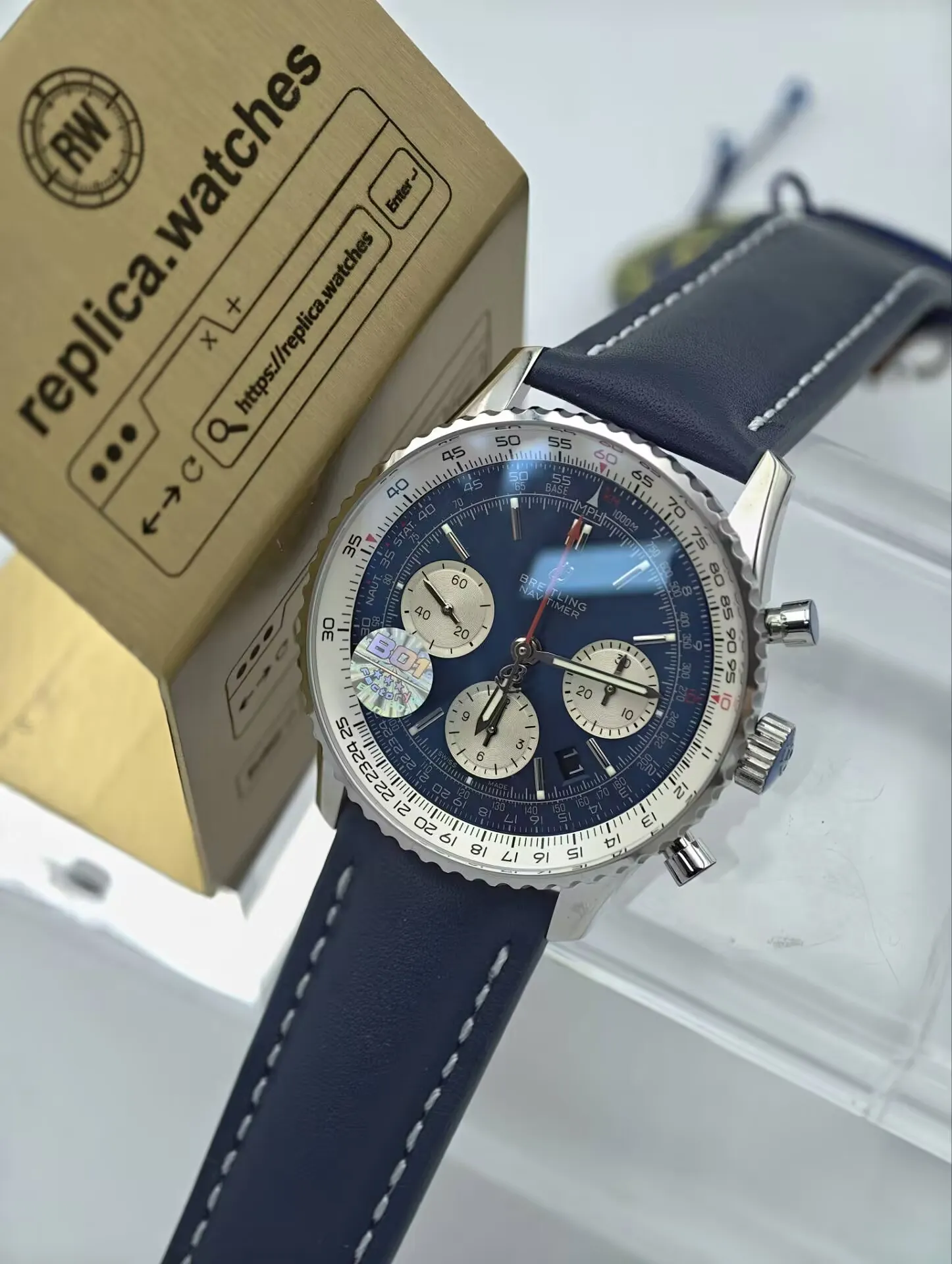 Breitling Navitimer B01 AB0127211C1P1 46mm Automatic Blue Dial Replica Chronograph Watch