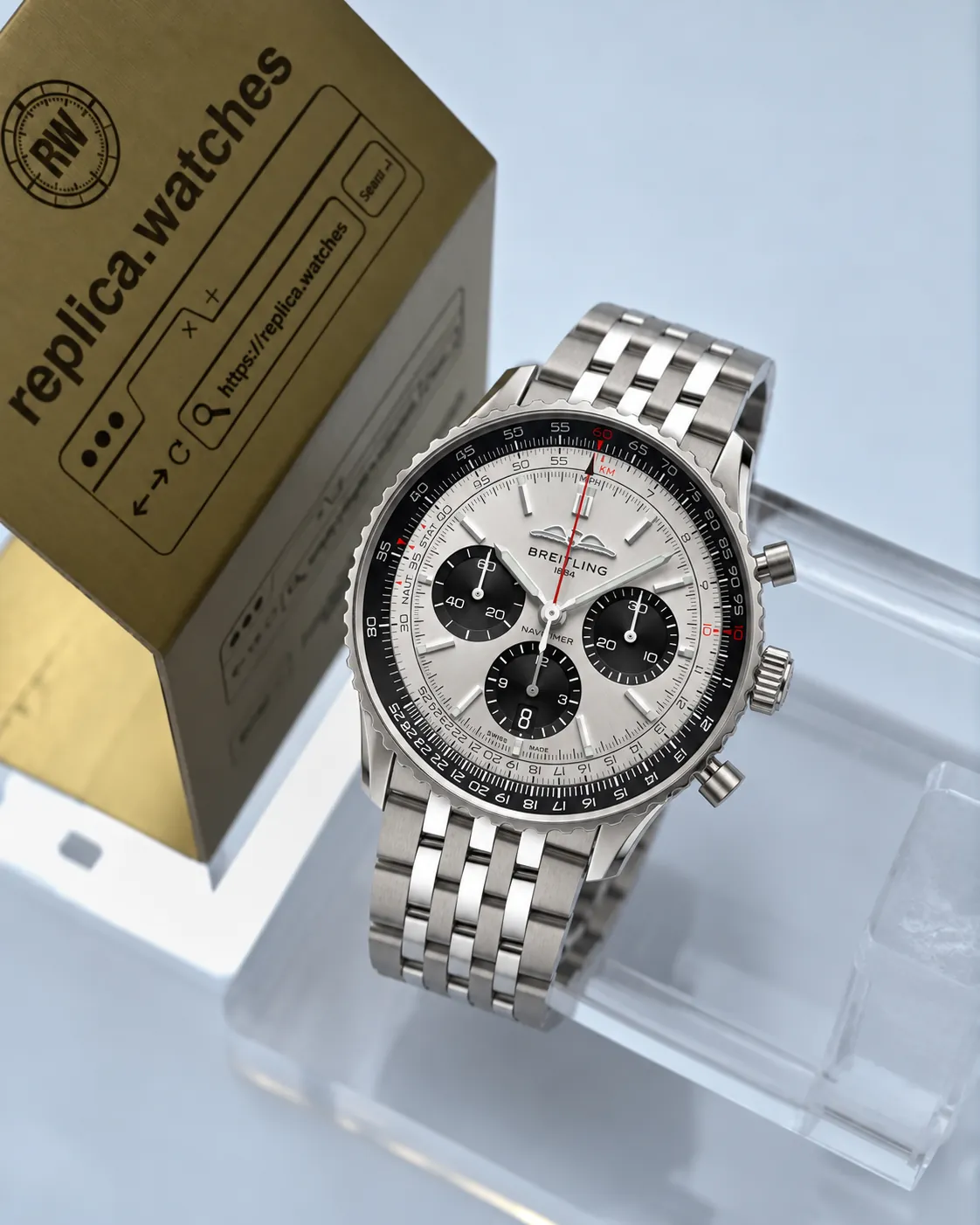 Breitling Navitimer B01 Chronograph AB0138241G1A1 43mm Automatic Silver Dial Replica Watch