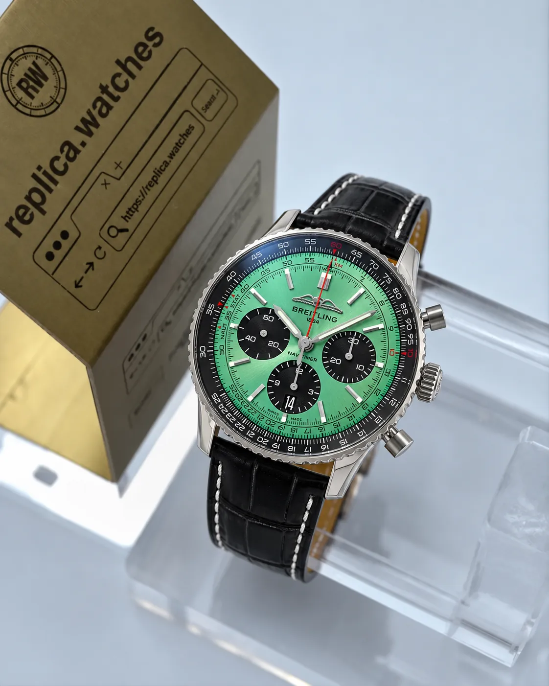 Breitling Navitimer B01 Chronograph AB0138241L1P1 43mm Automatic Green Dial Replica Watch