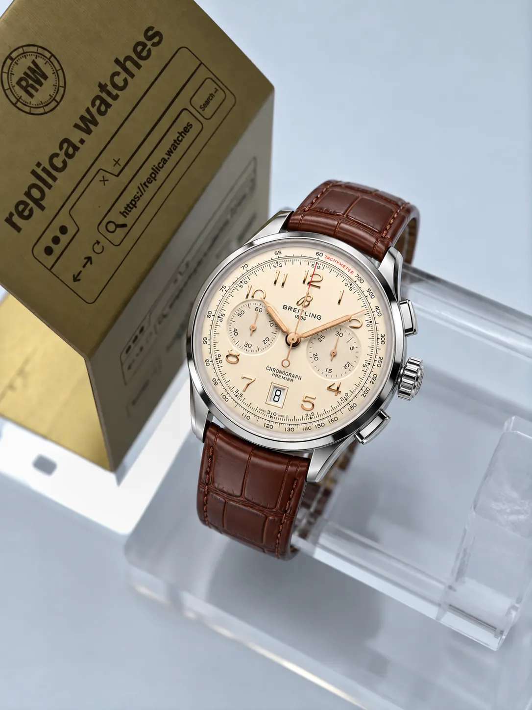 Breitling Premier B01 Chronograph Replica 42mm AB0145211G1P2 Vintage Beige Dial Watch