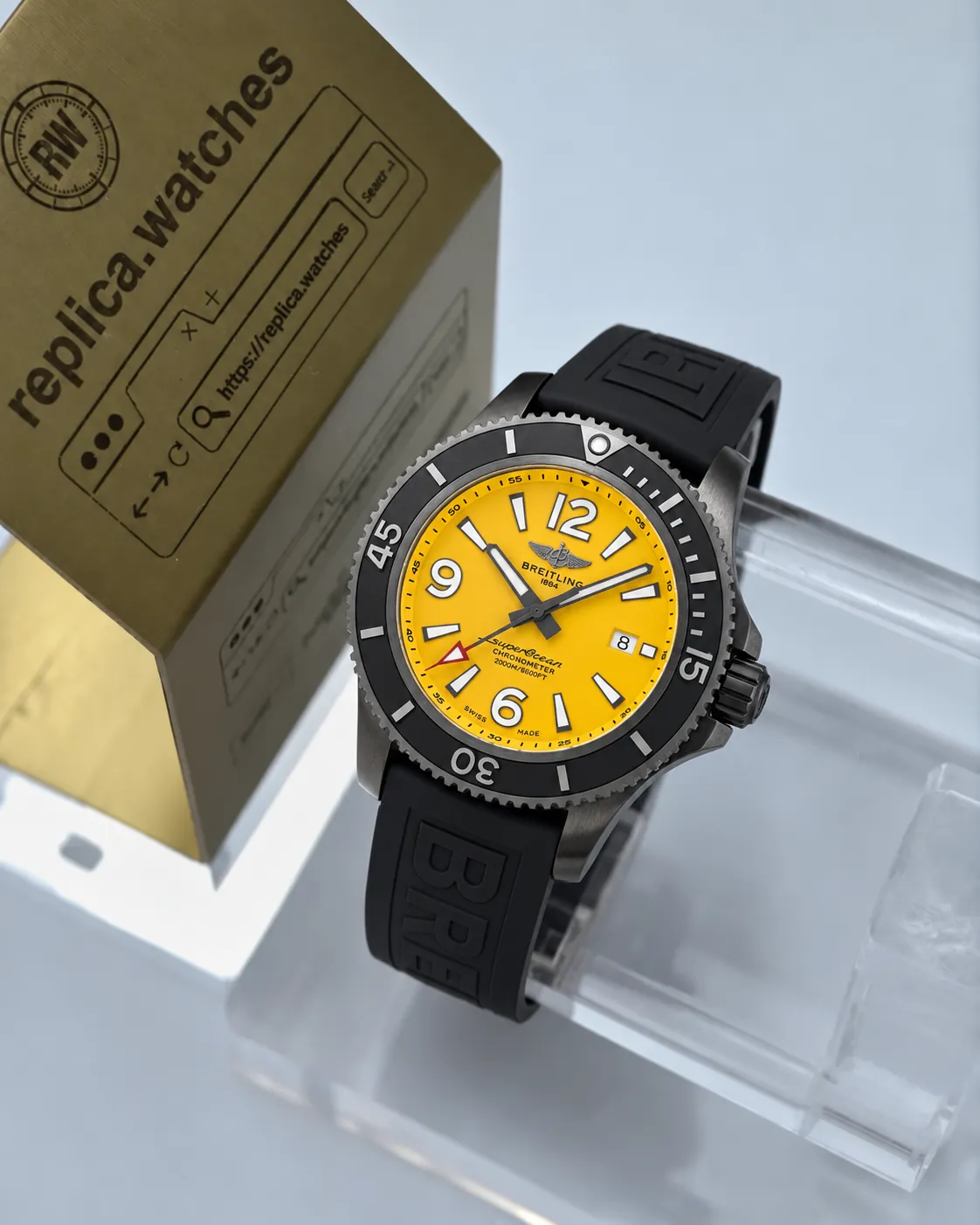Breitling Superocean M17368D71I1S1 46mm Automatic Yellow Dial Replica Watch