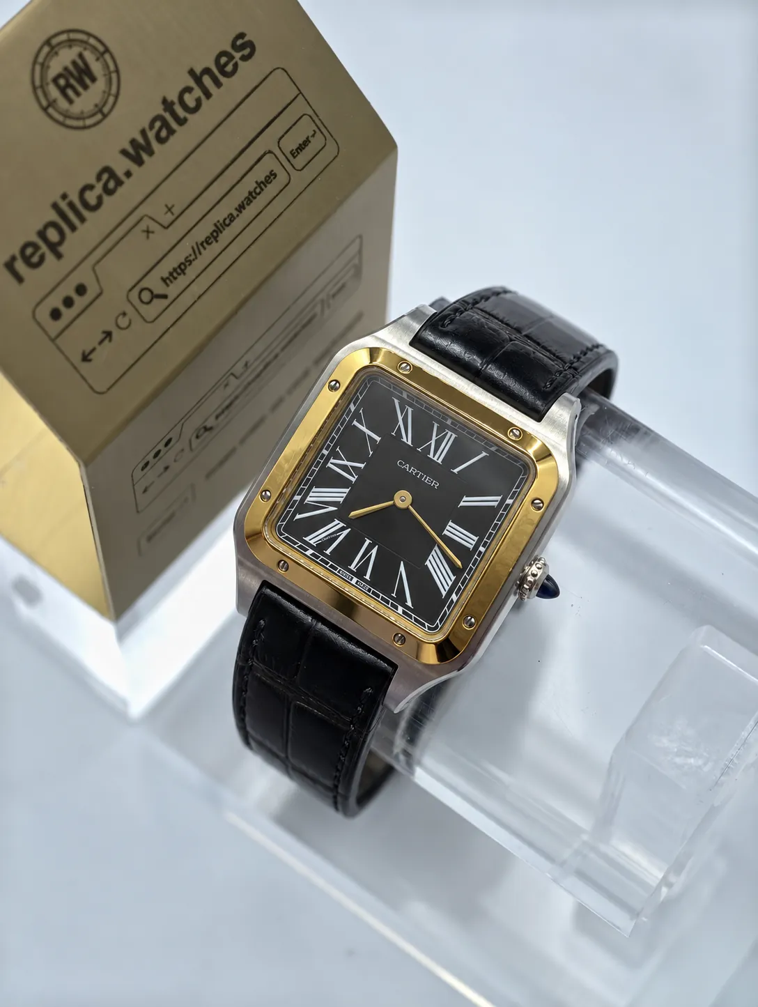 Cartier Santos-Dumont W2SA0015 Manual Winding Super Clone Classic Black Dial Watch