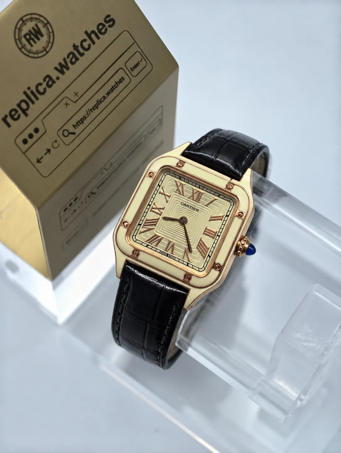 Cartier Santos Dumont Replica WGSA0054 Lacquer Case Classic Dress Watch
