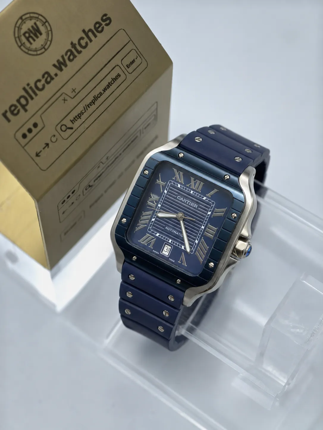 Cartier Santos de Cartier WSSA0048 40mm Automatic Blue Striped Dial Replica Watch