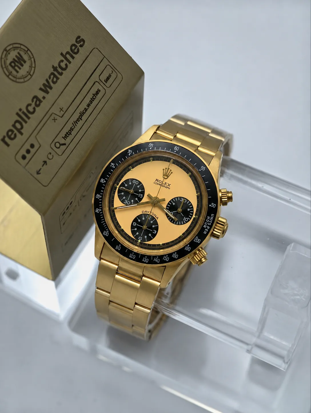Rolex Daytona Paul Newman 6241 37mm Champagne Dial Vintage Replica Watch