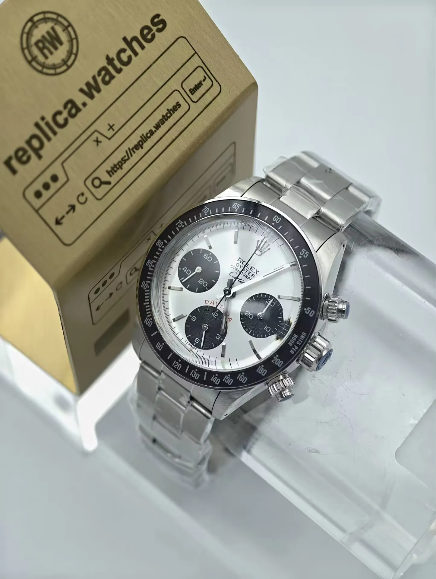 Rolex Daytona Big Red 6263 Stainless Steel 37mm Vintage Chronograph Replica Watch