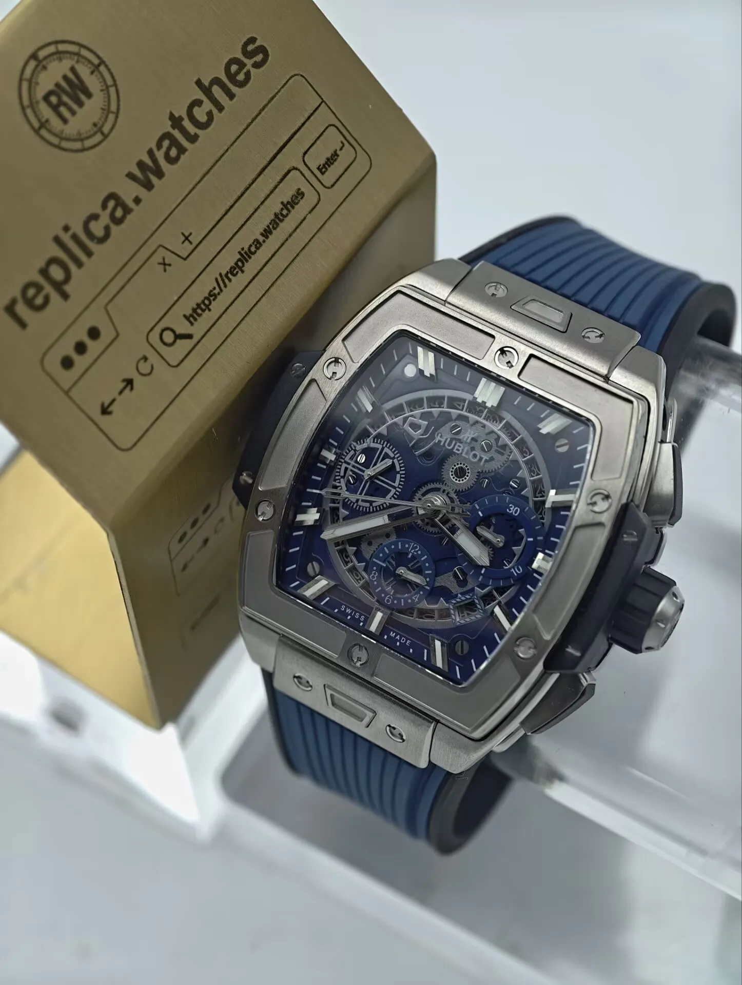 Hublot Spirit of Big Bang 642.NX.7170.RX 42mm Super Clone Titanium Blue Skeleton Watch