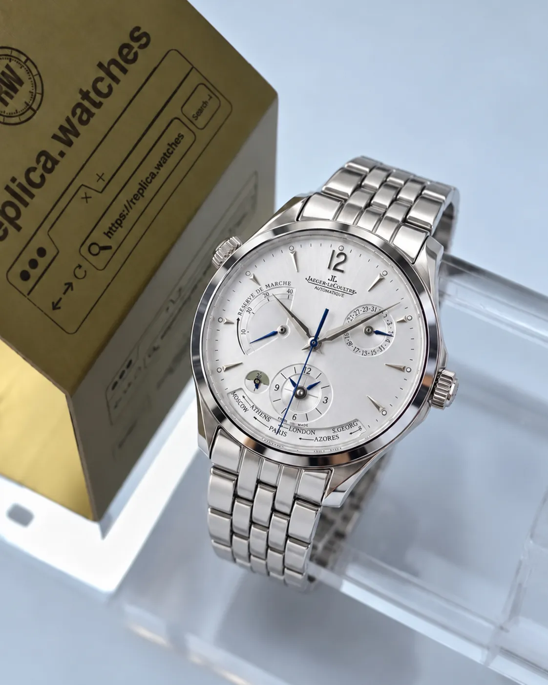 Jaeger-LeCoultre Master Geographic Q1428121 39mm Silver Dial Replica Watch
