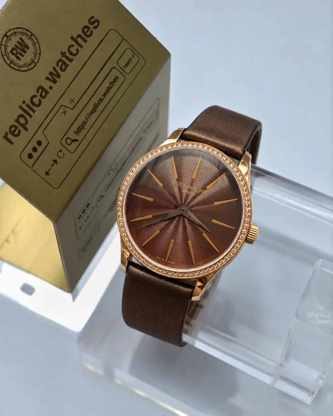 Patek Philippe Calatrava 4897R-001 35mm Automatic Brown Dial Replica Ladies Watch