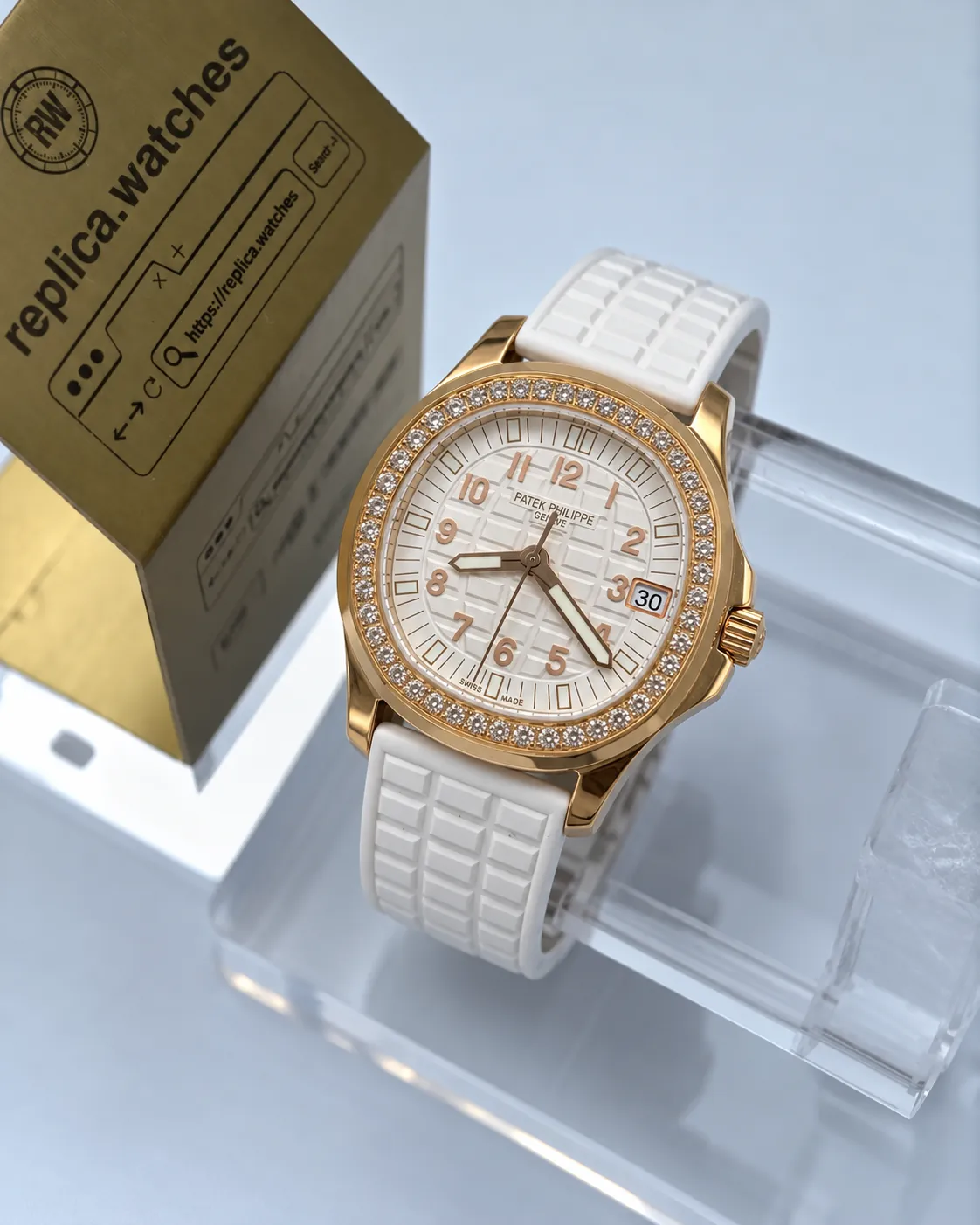 Patek Philippe Aquanaut Luce 35.6mm 5068R-010 White Geometric Dial Replica Watch