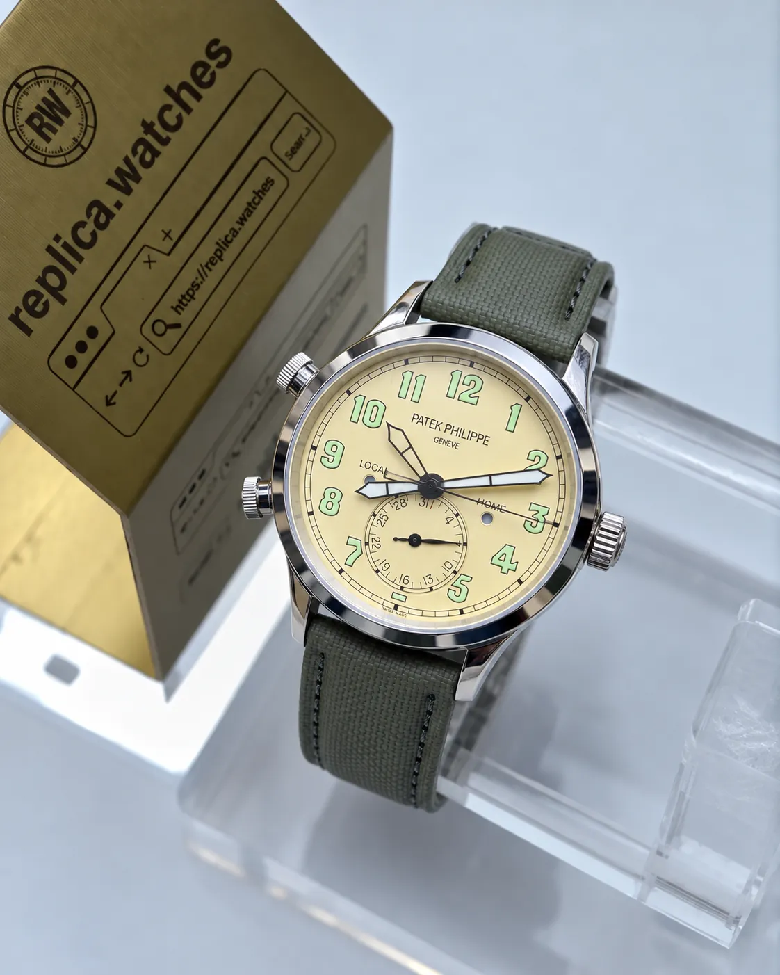Patek Philippe Calatrava 5524G-010 42mm Ivory White Pilot Travel Time Replica Watch
