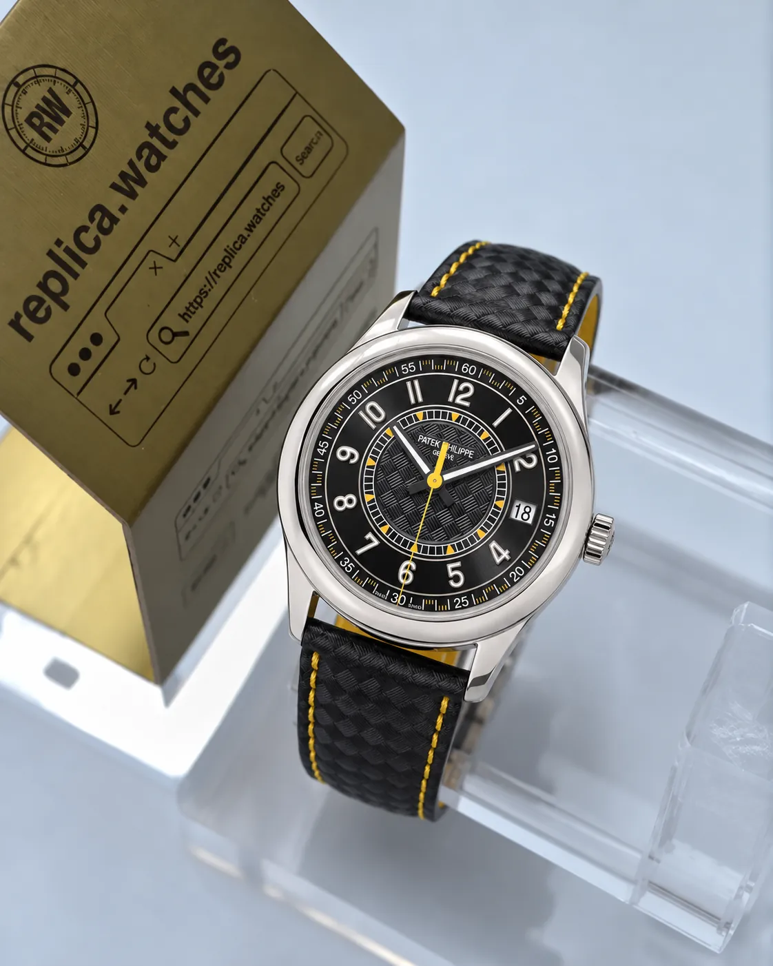 Patek Philippe Calatrava 6007G-001 40mm Black Racing Dial Replica Watch