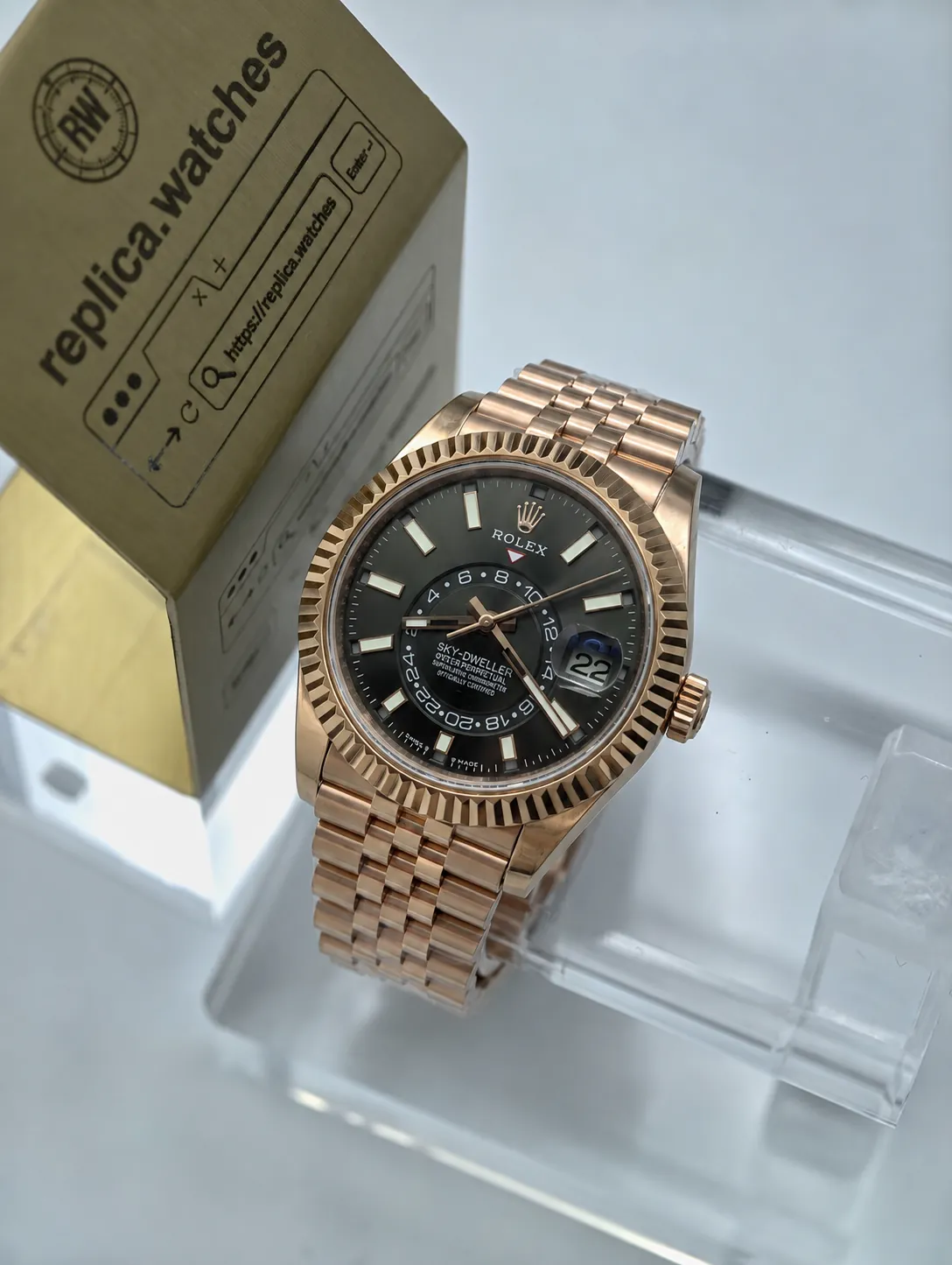 Rolex Sky-Dweller Replica M336935-0008 42mm 9002 Automatic Slate Grey Dial Business Watch