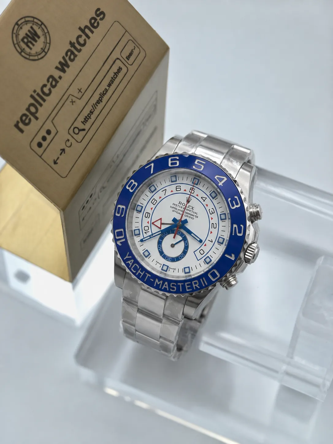 Rolex Yacht-Master II 116680 44mm Automatic White Dial Ceramic Bezel Replica Watch