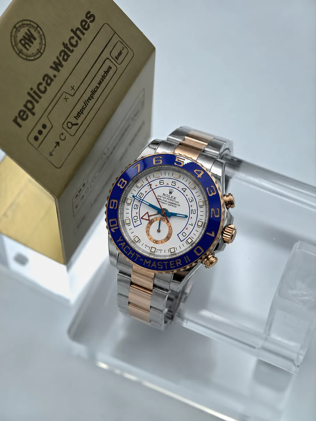 Rolex Yacht-Master II 116681 Replica 44mm Automatic White Dial Stainless Steel Sailing Watch