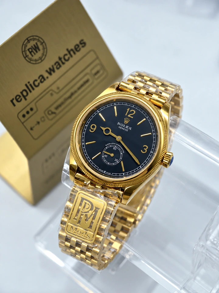 Rolex Perpetual 1908 M52508-0007 Super Clone Watch 39mm Black Dial 18K Gold Plated 904L Steel