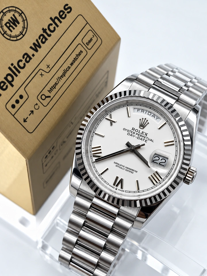 Rolex Day Date M128239-0059 36mm White Roman Dial 904L Steel Super Clone Watch with Clone Caliber 3255