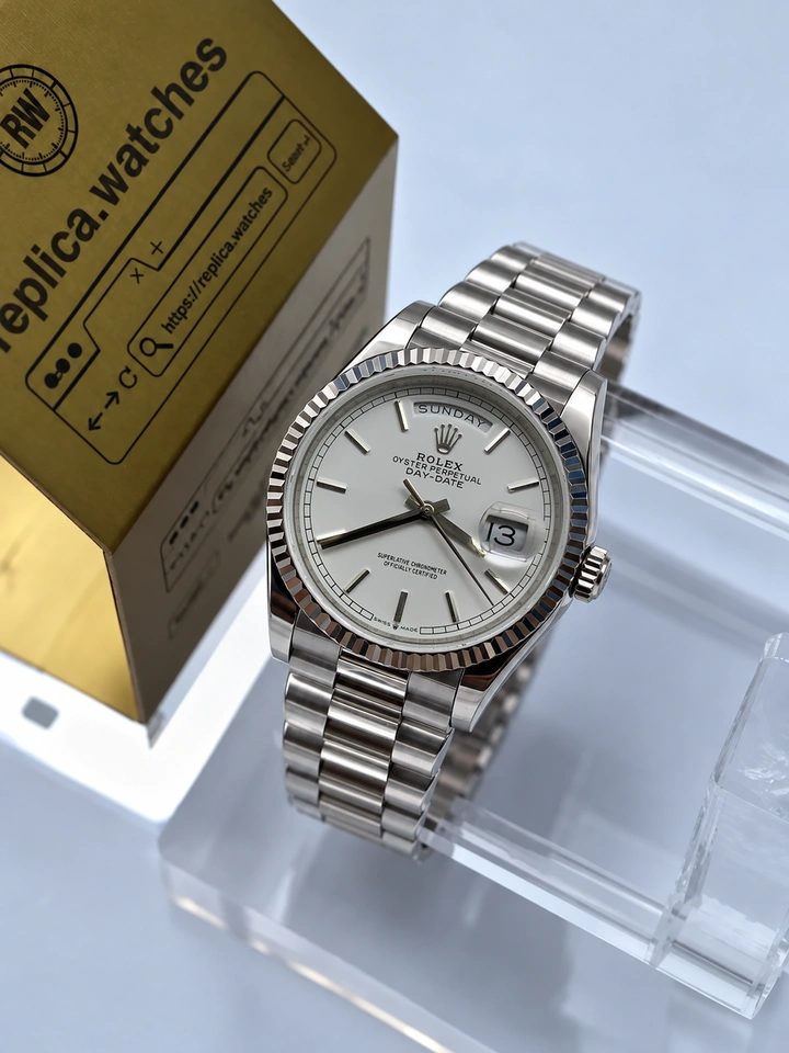 Rolex Day-Date M128239 36mm White Dial Silver Baton Markers 904L Steel Cal.3255 Super Clone Watch