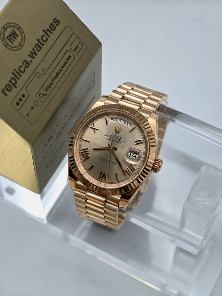 Rolex Day-Date M228235-0001 Super Clone Watch 40mm Rose Gold Roman Dial 18K Rose Gold Plated 904L Steel