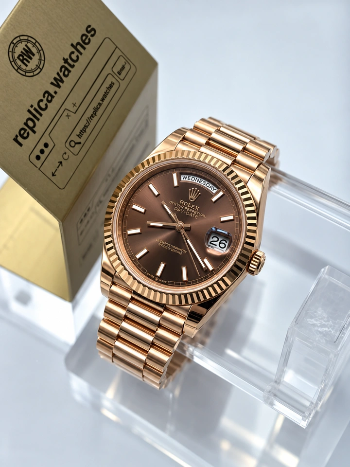 Rolex Day-Date M228235-0053 Super Clone Watch 40mm Chocolate Brown Dial 18K Rose Gold-Plated 904L Steel