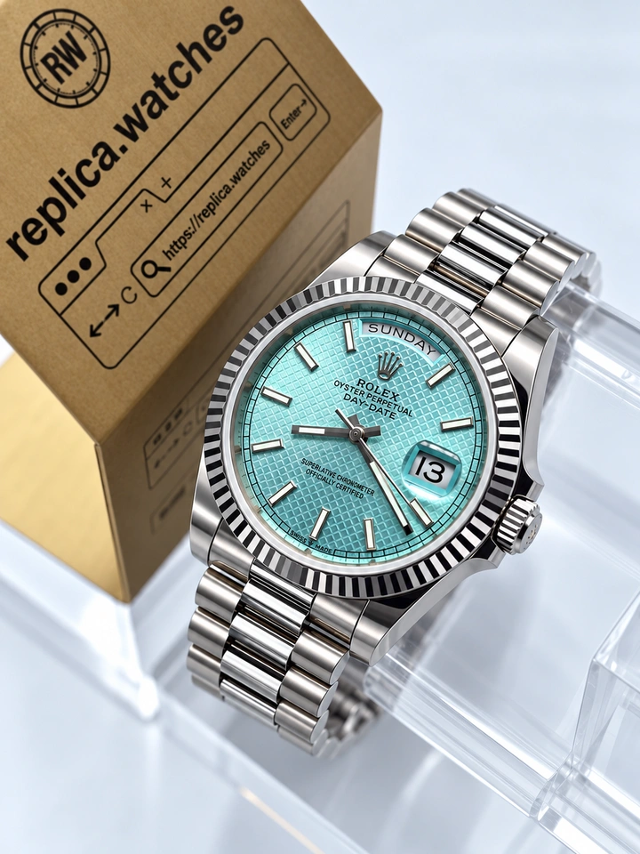 Rolex Day-Date M228236-0005 40mm Ice Blue Diagonal Motif Dial 904L Steel Automatic Super Clone Watch