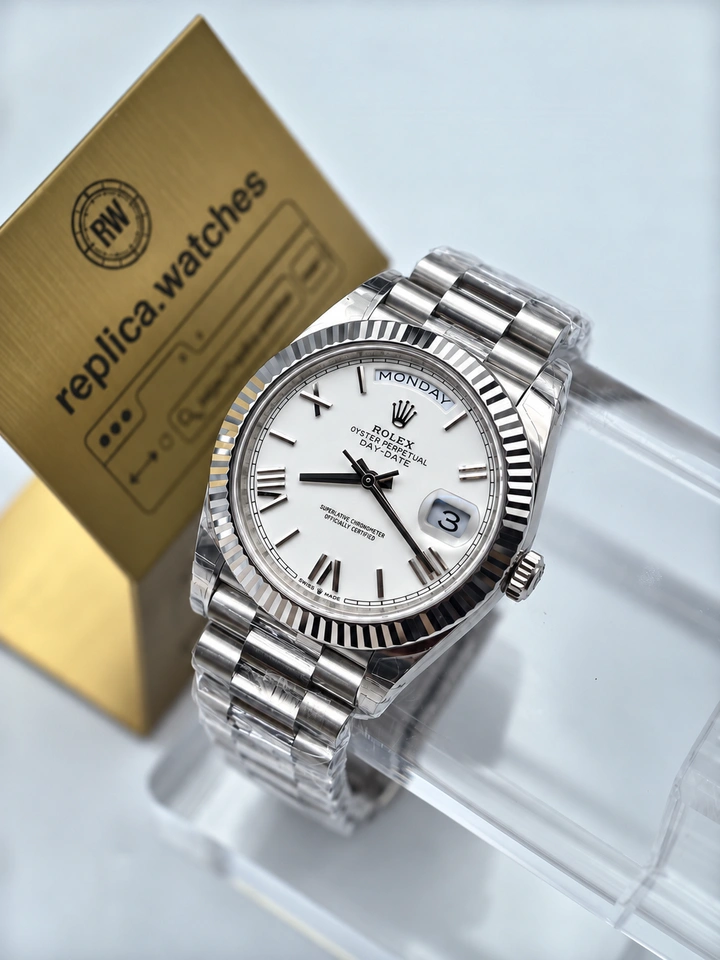 Rolex Day-Date M228236-0010 Super Clone Watch 40mm White Roman Dial 904L Stainless Steel Weighted Edition