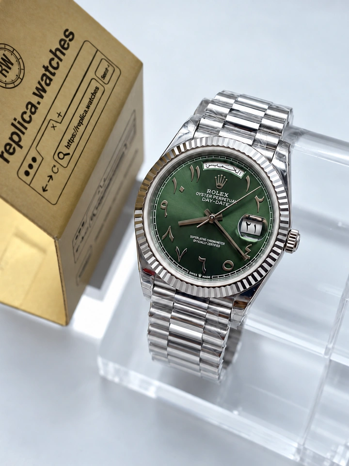 Rolex Day-Date M228236-0017 Super Clone Watch 40mm Olive Green Arabic Dial 904L Steel Gain Weight Edition