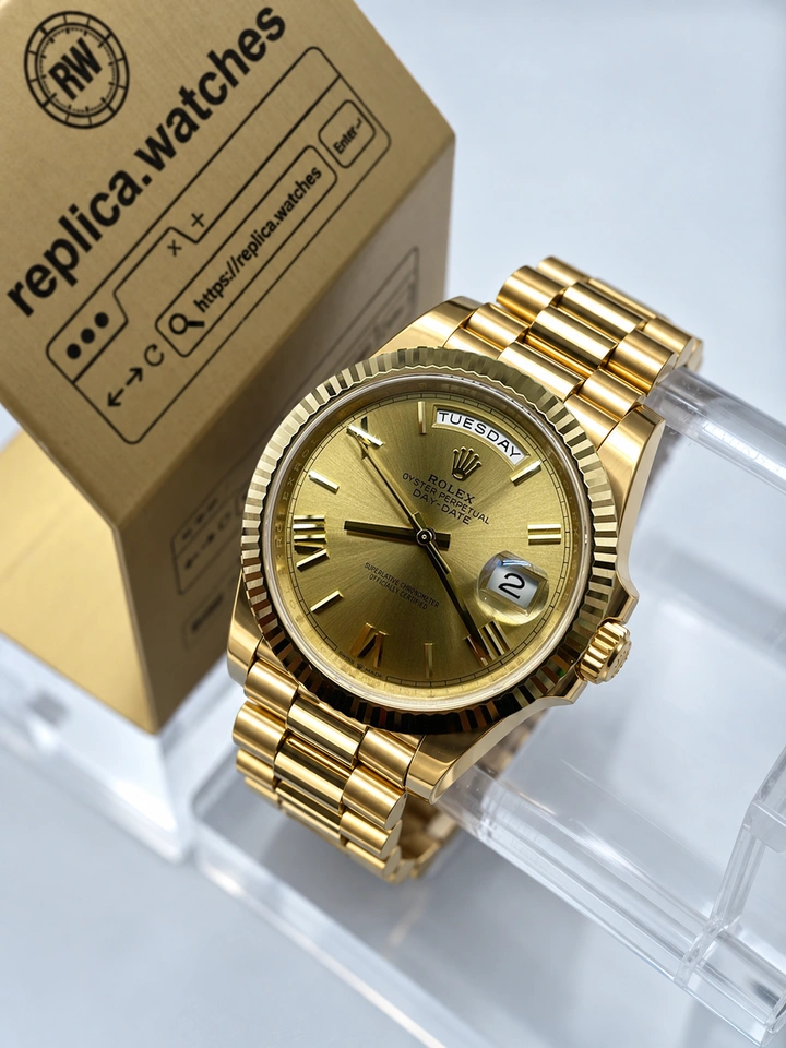 Rolex Day-Date M228238-0006 40mm Gold Roman Numeral Dial 904L Steel 18K Gold Plated Super Clone Watch