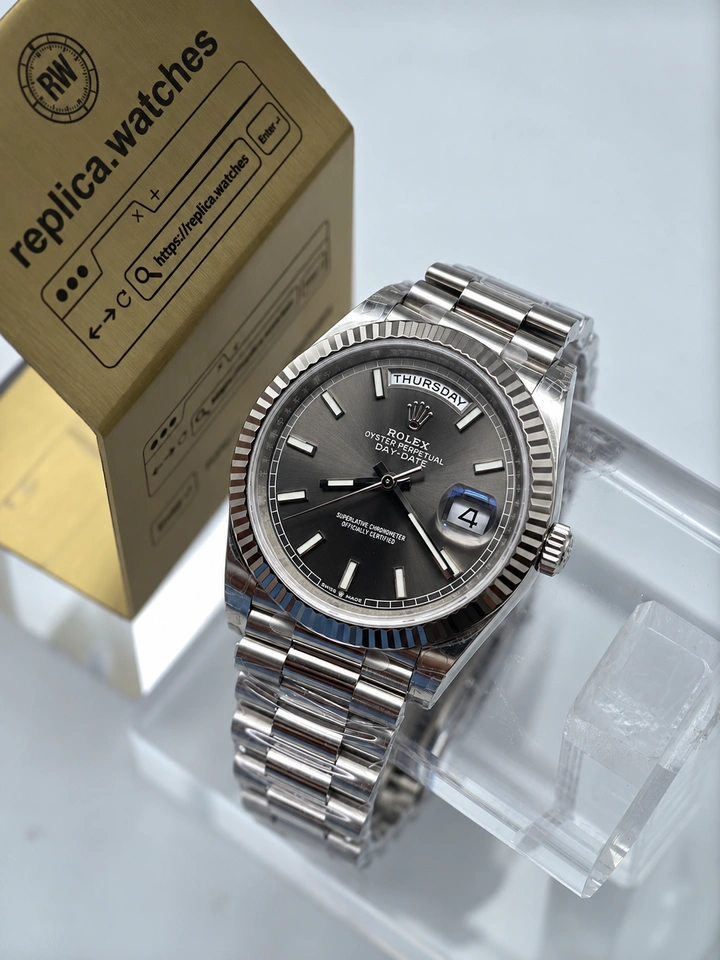Rolex Day-Date M228239-0060 Super Clone Watch 40mm Grey Dial 904L Stainless Steel Case Bracelet Cal.3235