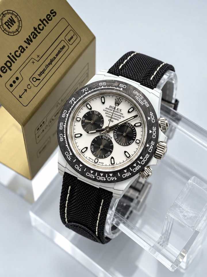 Rolex DiW Irbis Daytona Panda Dial 40mm Carbon Fiber Super Clone Watch with Clone Cal.4130 Movement