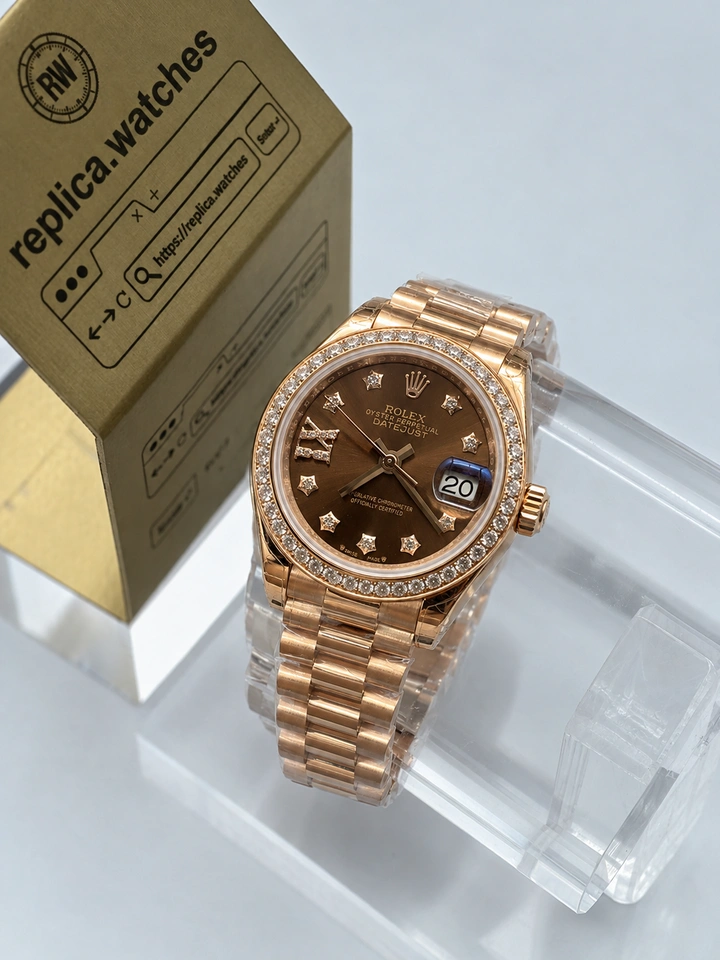 Rolex Datejust M279135RBR-0001 Super Clone Watch 28mm Chocolate Sunray Dial Rose Gold Finish