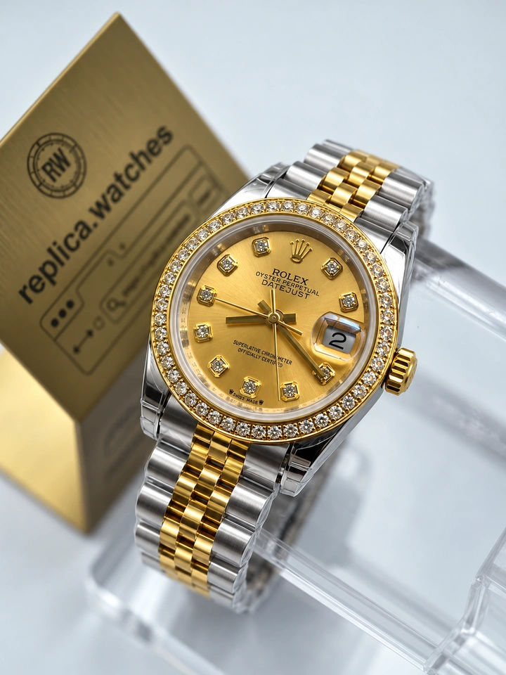 Rolex Datejust M279383RBR-0011 Super Clone Watch 28mm Gold Dial 18K Gold-Plated 904L Steel Bracelet