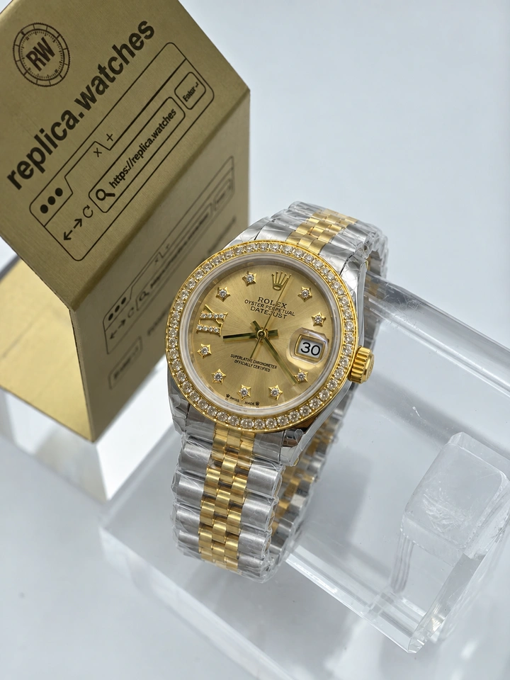 Rolex Datejust M279383RBR-0021 Super Clone Watch 28mm Champagne Sunray Dial 904L Steel Gold-Plated Jubilee Bracelet