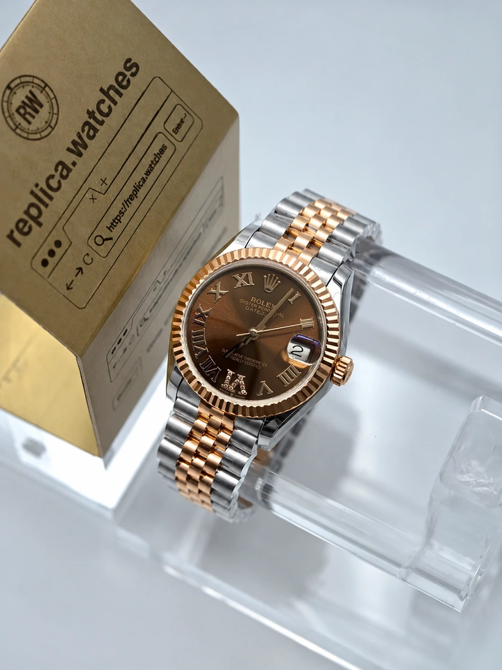 Rolex Datejust M278271-0004 31mm Super Clone Watch Chocolate Roman Dial Rose Gold Two Tone Design