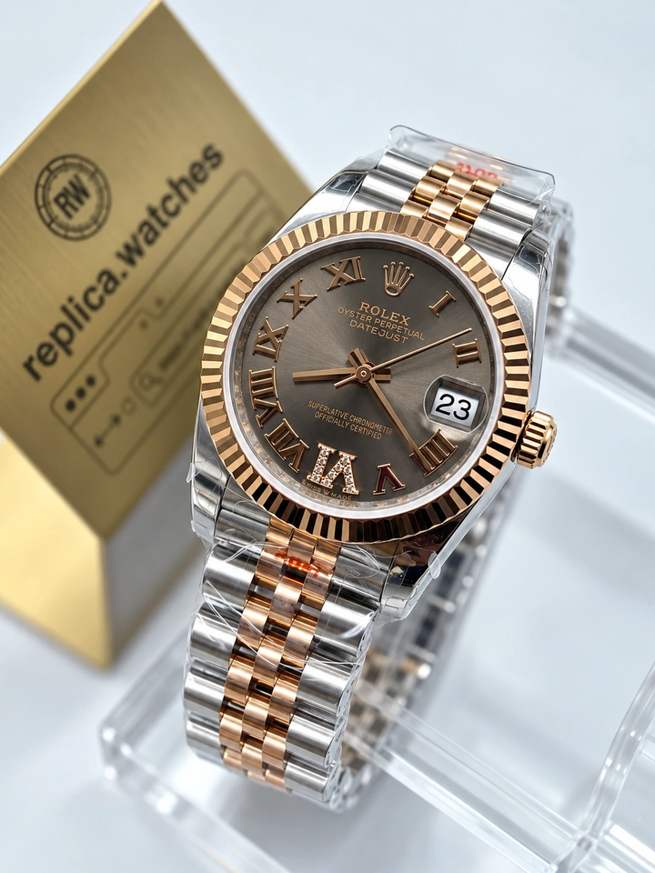 Rolex Datejust M278271-0030 Super Clone Watch 31mm Slate Grey Roman Dial, 18K Rose Gold-Plated 904L Steel