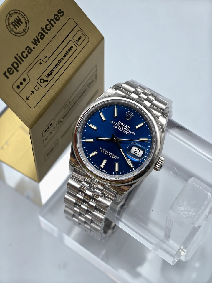 Rolex Datejust M126200-0005 Super Clone Watch 36mm Blue Sunray Dial 904L Stainless Steel Smooth Bezel