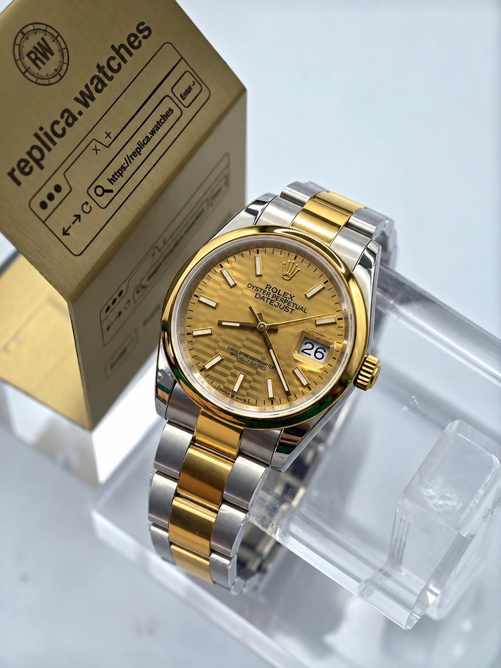 Rolex Datejust M126203-0040 Super Clone Watch 36mm Gold Fluted Dial 904L Steel 18K Gold Plated Bezel