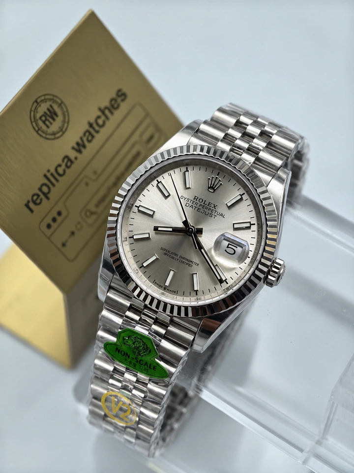 Rolex Datejust M126234-0013 Super Clone Watch 36mm Silver Dial 904L Steel Jubilee Bracelet Fluted Bezel Clone Cal. 3235